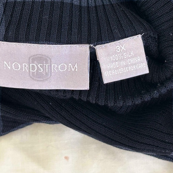 SWEATER, SILK 100%, SIZE 3XL, BLACK, MOCK NECK, LONG SLEEVES, NORDSTROM, TAGS ON - Picture 2 of 5